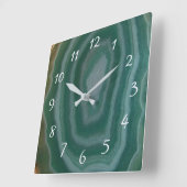 Turquoise en Bruin Marble Faux Stone Gem Clock Vierkante Klok (Hoek)