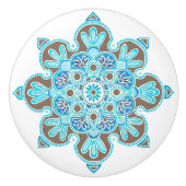 Turquoise en bruin medaillon Keramische knop (Voorkant)
