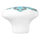 Turquoise en bruin medaillon Keramische knop (Zijkant)