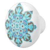 Turquoise en bruin medaillon Keramische knop (Rechts)
