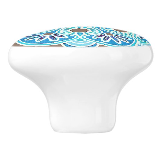 Turquoise en bruin patroon Keramische knop (Zijkant)