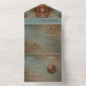 Turquoise en Bruin Western All In One Uitnodiging (Binnen)