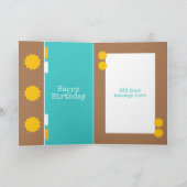 Turquoise en bruine 60ste verjaardag kaart (Binnen)