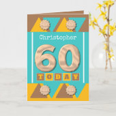 Turquoise en bruine 60ste verjaardag kaart (Gele Bloem)