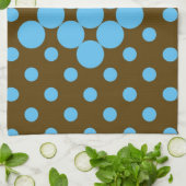 Turquoise en bruine polka stipte theedoek (Gevouwen)