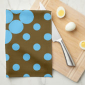 Turquoise en bruine polka stipte theedoek (Quarter Fold)