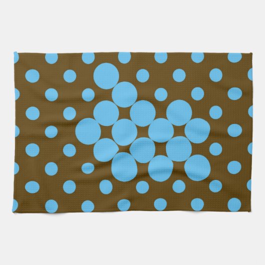Turquoise en bruine polka stipte theedoek (Horizontaal)