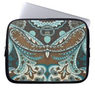 Turquoise en bruine vintage paisley full 2 laptop sleeve