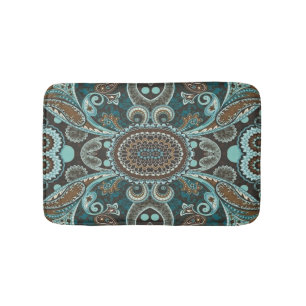 Turquoise en bruine Vintage Paisley Full Badmat