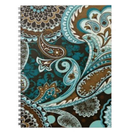 Turquoise en bruine vintage paisley notitieboek