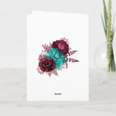 Turquoise en Burgundy Floral Wedding Bedankkaart (Achterkant)