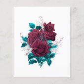 Turquoise en Burgundy Floral Wedding Invitation Flyer (Achterkant)