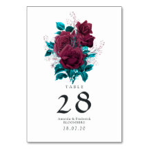 Turquoise en Burgundy Floral Wedding