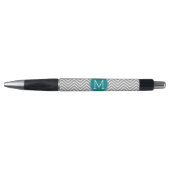 Turquoise en Charcoal Chevrons Custom Monogram Pen (Voorkant)