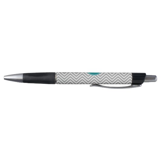 Turquoise en Charcoal Chevrons Custom Monogram Pen (Bodem)
