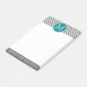 Turquoise en Charcoal Chevrons Custom Monogram Post-it® Notes (Schuin)