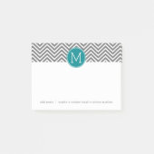 Turquoise en Charcoal Chevrons Custom Monogram Post-it® Notes (Voorkant)