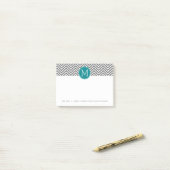 Turquoise en Charcoal Chevrons Custom Monogram Post-it® Notes (Op bureau)