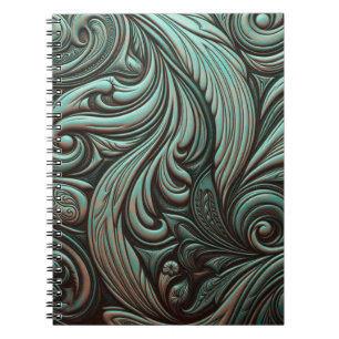 Turquoise en Chocolade Gebeitste Westerse Patronen Notitieboek