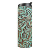 Turquoise en chocolade Gereedgemaakte Westerne pri Thermosbeker (Gedraaid links)