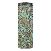 Turquoise en chocolade Gereedgemaakte Westerne pri Thermosbeker (Achterkant)
