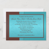 Turquoise en Chocolate Floral Wedding Invitation Kaart (Achterkant)
