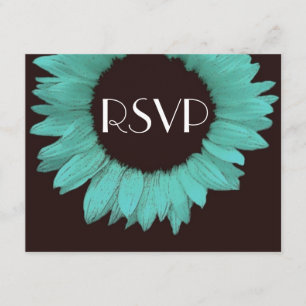 Turquoise en Chocolate Sunflower Wedding RSVP