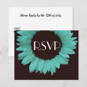 Turquoise en Chocolate Sunflower Wedding RSVP (Voorkant / Achterkant)
