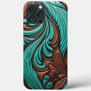 Turquoise en Chocolate Tooled Westerne Patronen Case-Mate iPhone Case