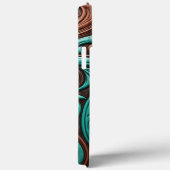 Turquoise en Chocolate Tooled Westerne Patronen Case-Mate iPhone Case (Achterkant / Rechts)