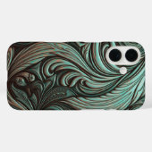Turquoise en Chocolate Tooled Westerne Patronen Case-Mate iPhone Case (Achterkant (horizontaal))