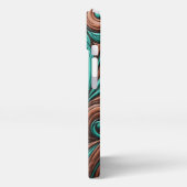 Turquoise en Chocolate Tooled Westerne Patronen iPhone Hoesje (Linkerkant)