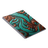 Turquoise en Chocolate Tooled Westerne Patronen Notitieboek (Rechterzijde)