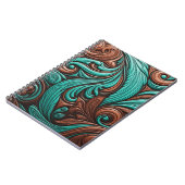 Turquoise en Chocolate Tooled Westerne Patronen Notitieboek (Linkerzijde)