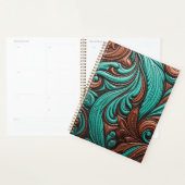 Turquoise en Chocolate Tooled Westerne Patronen Planner (Display)