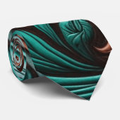 Turquoise en Chocolate Tooled Westerne Patronen Stropdas (Opgerold)