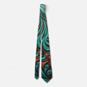 Turquoise en Chocolate Tooled Westerne Patronen Stropdas (Achterkant)