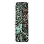 Turquoise en Chocolate Tooled Westerne Patronen Thermosbeker (Achterkant)