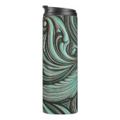 Turquoise en Chocolate Tooled Westerne Patronen Thermosbeker (Geroteerd rechts)