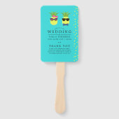 Turquoise en citroen zomer strand bruiloft program handwaaier (Voorkant)