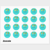 Turquoise en citroen zomer strand bruiloft ronde sticker (Vel)