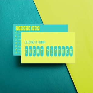 Turquoise en citroengele moderne typografie ontwer visitekaartje