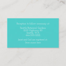 Turquoise en Confetti Wedding Information Kaart