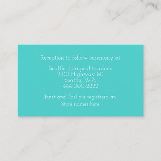 Turquoise en Confetti Wedding Information Kaart (Voorkant)