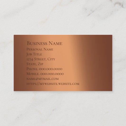 Turquoise en Copper Embossed Corporate Business Visitekaartje (Achterkant)