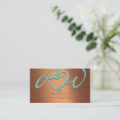 Turquoise en Copper Embossed Corporate Business Visitekaartje (Staand voorkant)