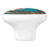 Turquoise en Copper Framed Zee Schildpad Keramische Knop (Zijkant)