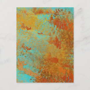 Turquoise en Copper-Red Abstract Briefkaart