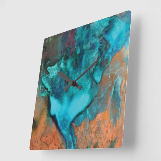 Turquoise en Copper Square Wall klok (Hoek)