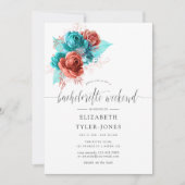 Turquoise en Coral Bachelorette Weekend Itinerary Kaart (Voorkant)